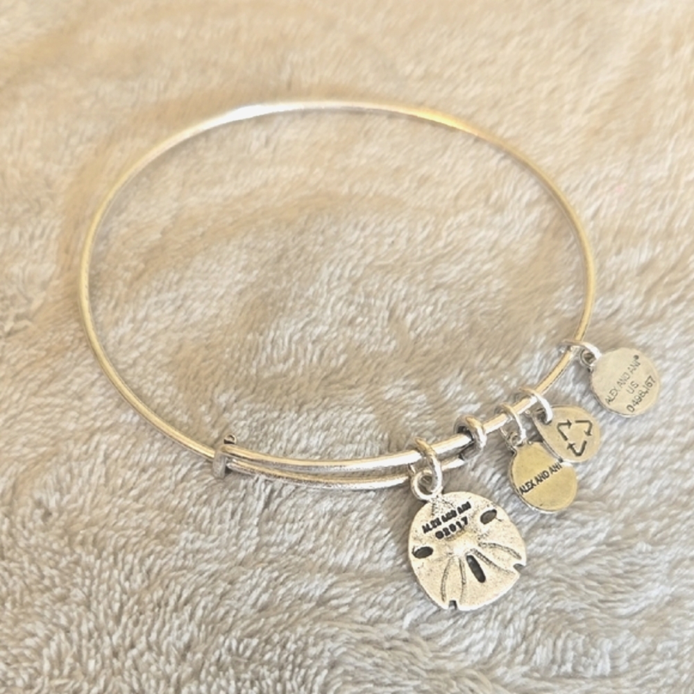 #043 Alex And Ani Silver Charm Bangle Bracelet - Picture 3 of 3